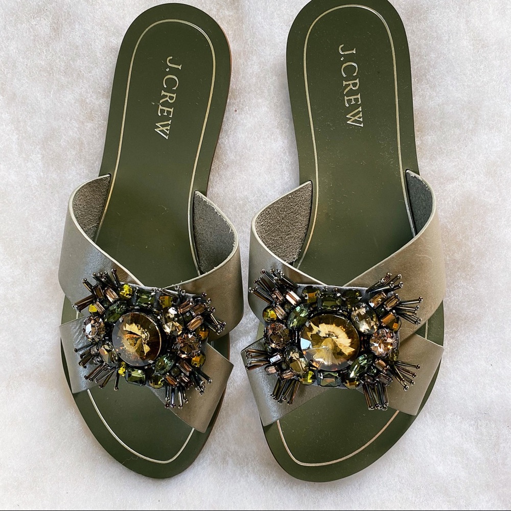 J Crew jeweled slides, like new condition